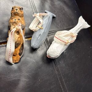 Handcrafted Animal Figurines Set - Brown, Gray, and White